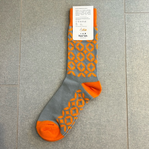 NWT Halal Socks (collaboration w/ Muhsen) gray & orange crew socks - Picture 4 of 10